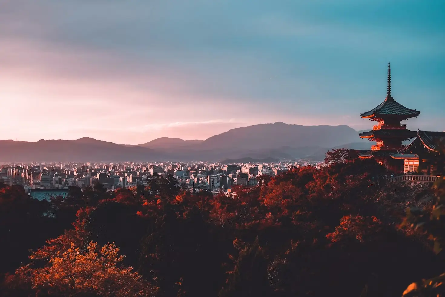 Kyoto and temple landscape